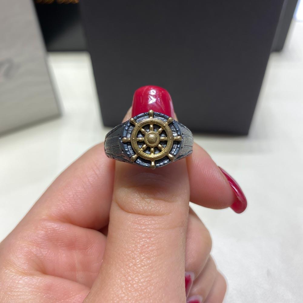  Zancan ring EXA224 burnished silver golden helm - ZANCAN