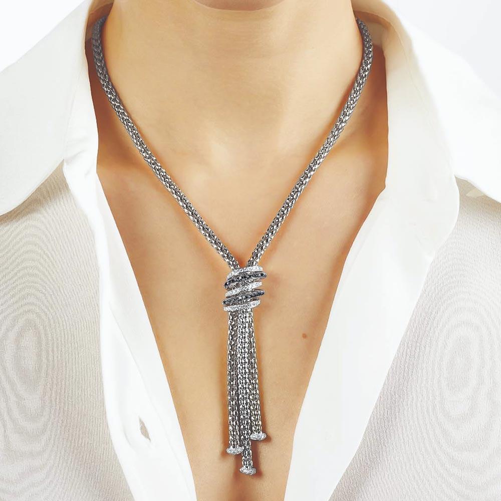 Girocollo Fope 651C PAVE1 nodo oro diamanti bianchi neri - FOPE