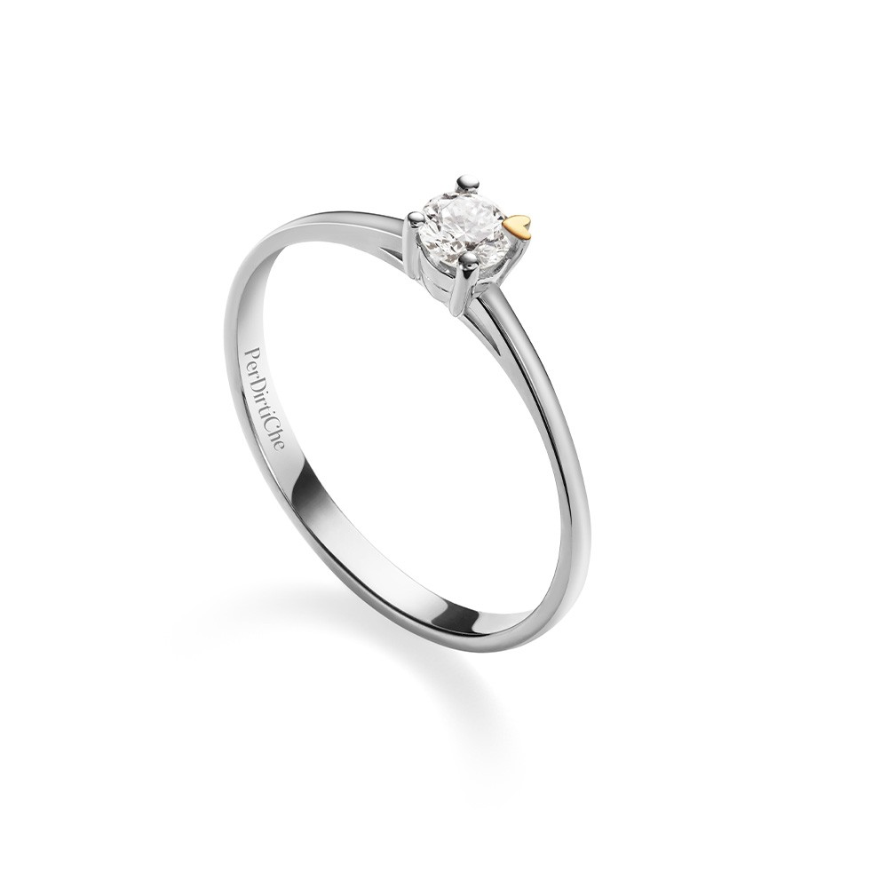Anello solitario oro bianco cuore giallo 0,20 ct - PER DIRTI CHE