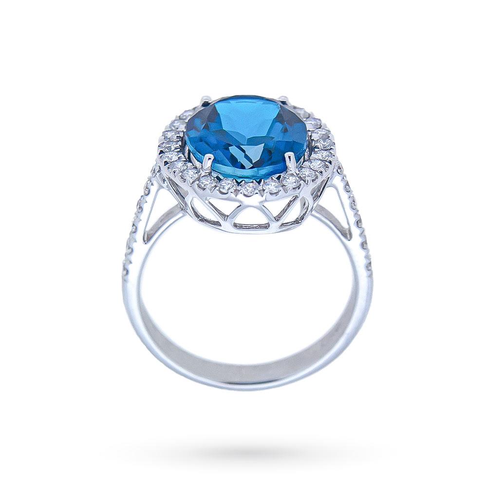  Anello grande topazio Blu London 5,95ct diamanti 0,48ct - D.DONNA