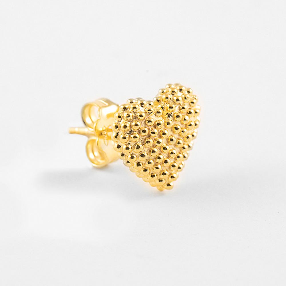 Nove25 golden silver dotted heart single lobe earring - NOVE25
