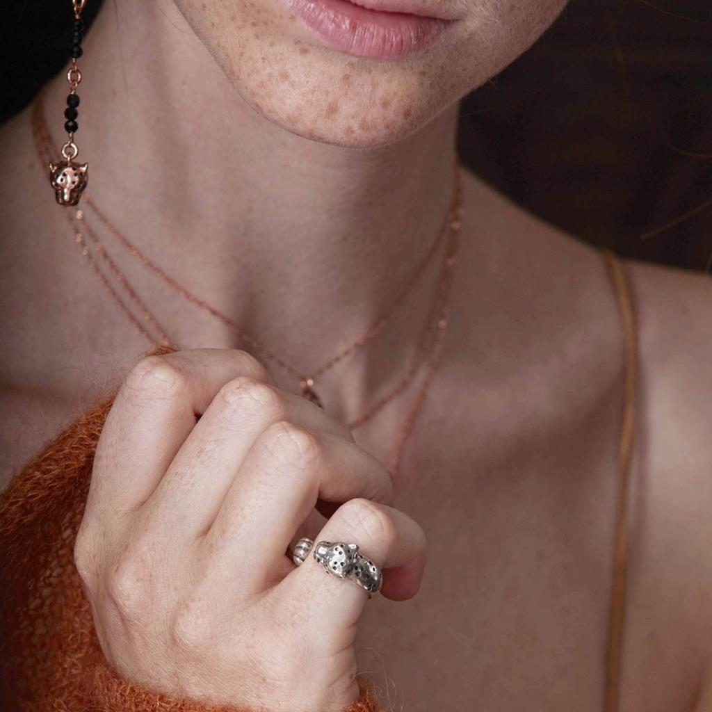  Anello leopardo in argento brunito 925 - MAMAN ET SOPHIE