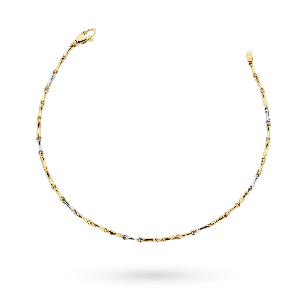 Braccialetto sottile da uomo in oro giallo e bianco