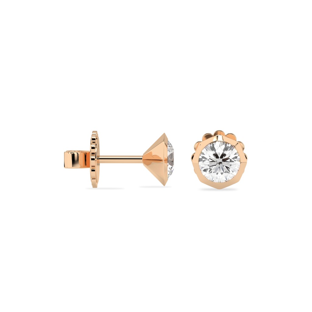  Orecchini Ottagonali Oro Rosa 2 Diamanti Da ~0,30 Carati Lab-Grown - AMA