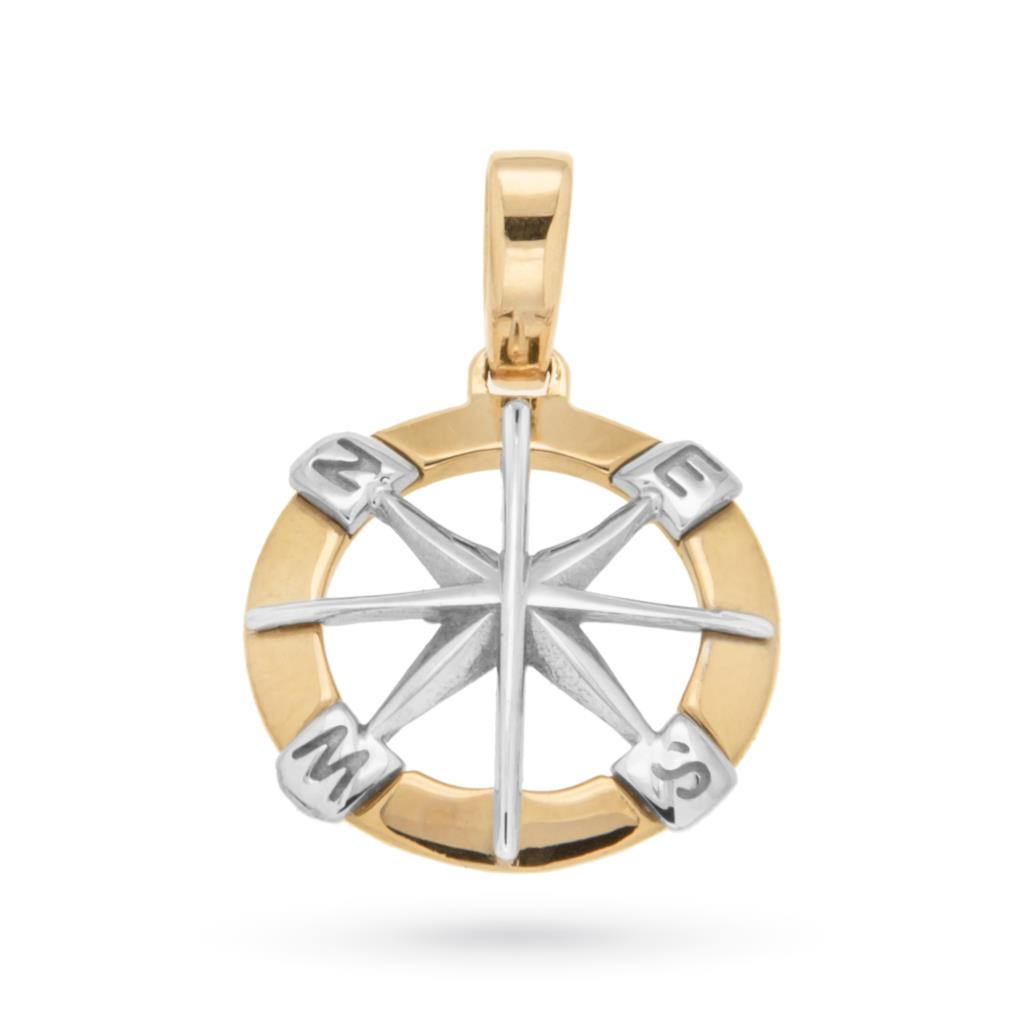 Wind rose charm in 18kt yellow and white gold &Oslash; 1,5 cm - LUSSO ITALIANO