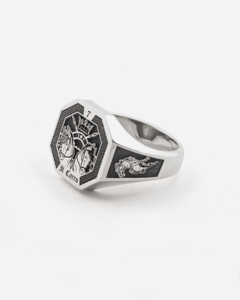  Ring The Chariot Tarot Card in 925 silver - 