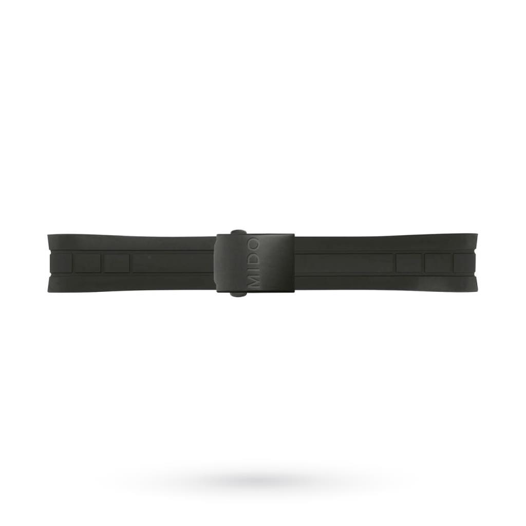 Cinturino Mido gomma nero 22mm deployante PVD nera - MIDO