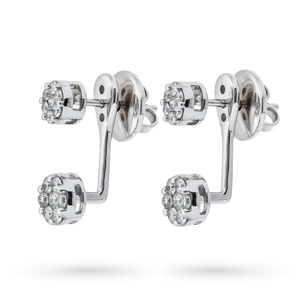  Orecchini oro bianco diamanti elemento pendente 0,63ct - LUSSO ITALIANO