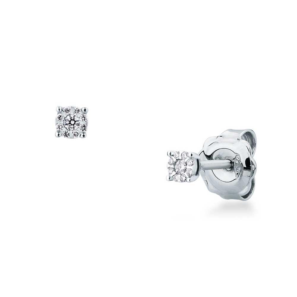 Orecchini copri foro in oro bianco con diamanti
