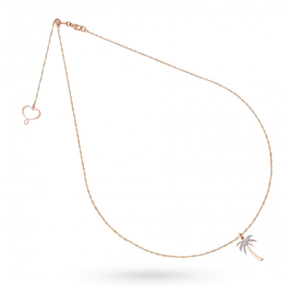 Necklace with palm tree in 925 silver plated in rose gold - MAMAN ET SOPHIE