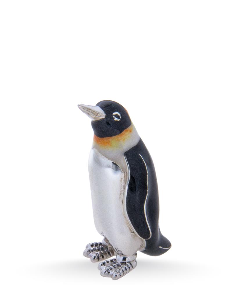Pinguino piccolo soprammobile argento 925 smalto - SATURNO
