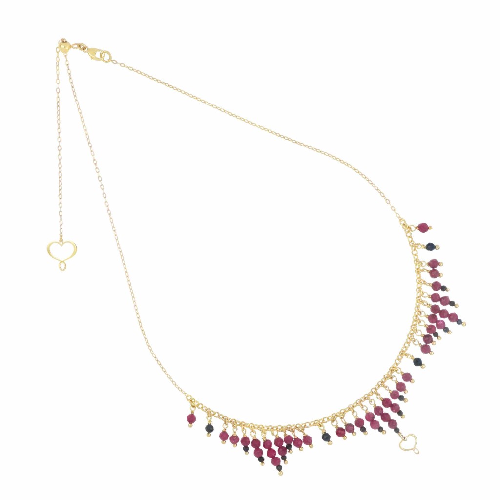 Girocollo Cascata Rubino & Zaffiro con Cuore Maman Maman et Sophie