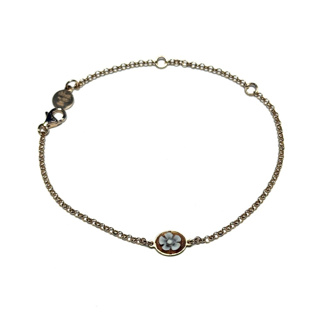  Rose silver bracelet with central flower cameo - CAMEO ITALIANO
