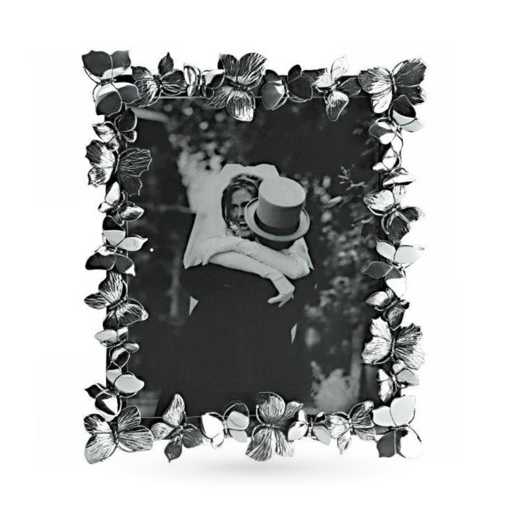 Cornice portafoto Giovanni Raspini con farfalle in argento 16x20cm - GIOVANNI RASPINI