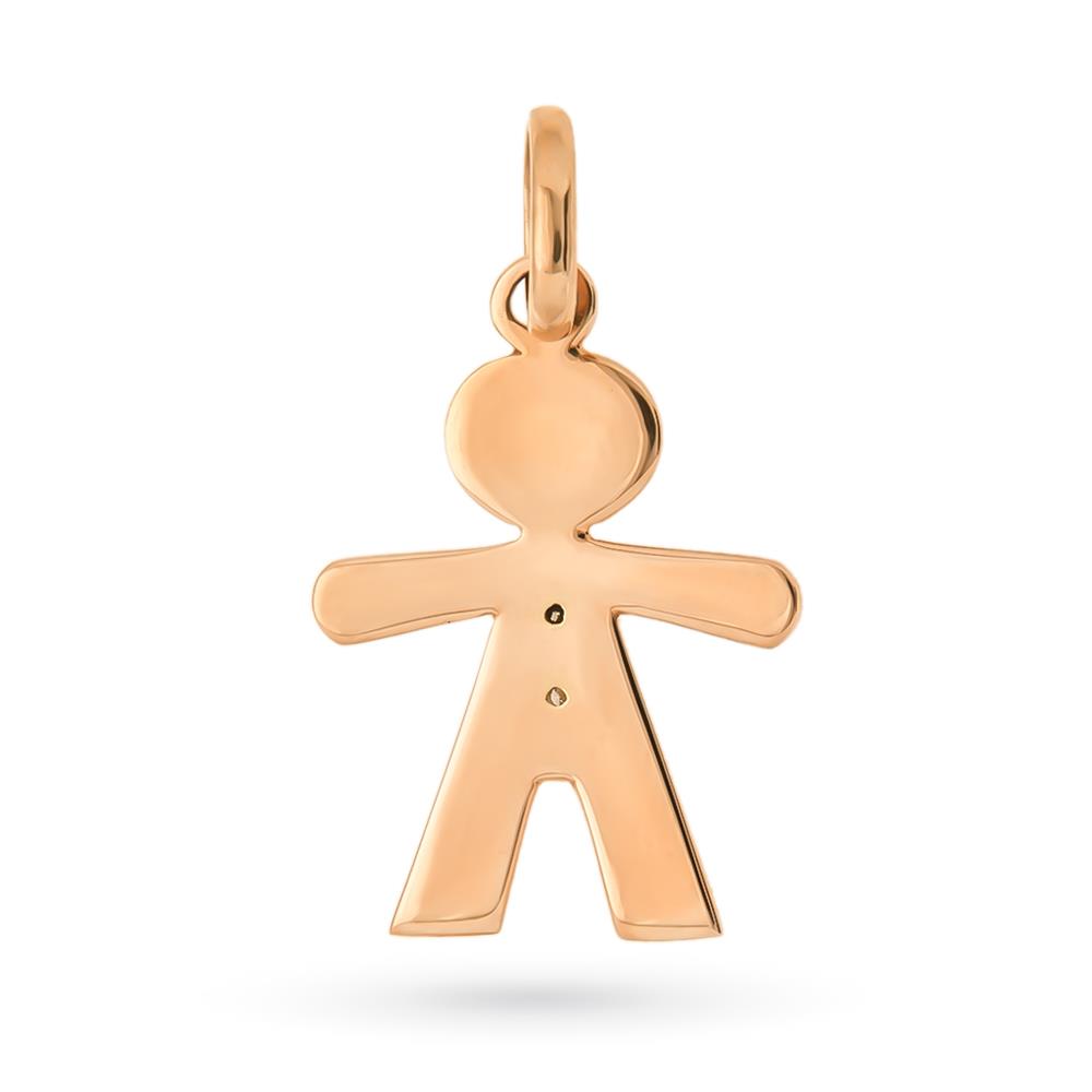  Ciondolo bimbo grande oro rosa 18kt 2 diamanti - LUSSO ITALIANO