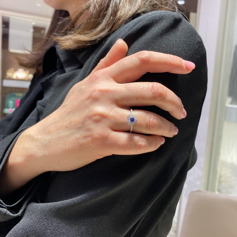  Anello zaffiro blu cuore 0,30ct diamanti 0,25ct Mirco Visconti - MIRCO VISCONTI