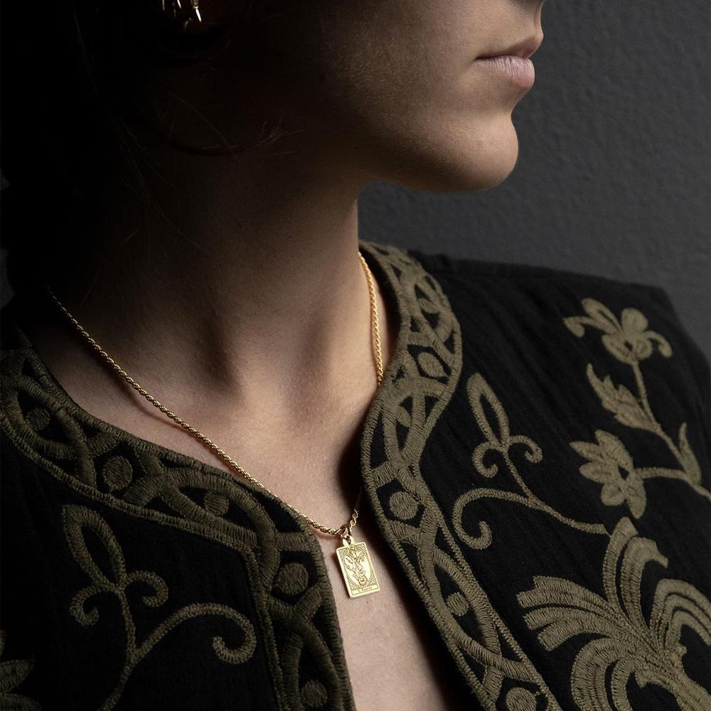 Ciondolo Carta Tarocchi La Papessa in argento dorato - NOVE25