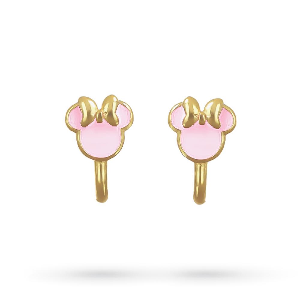 Orecchini bimba Disney Minnie argento dorato smalto rosa - DISNEY