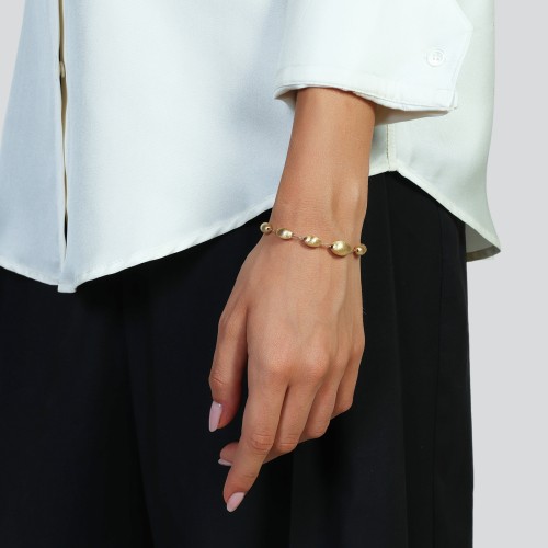  Bracciale in argento dorato con catena e perle ovali 19,5 cm - UNOAERRE