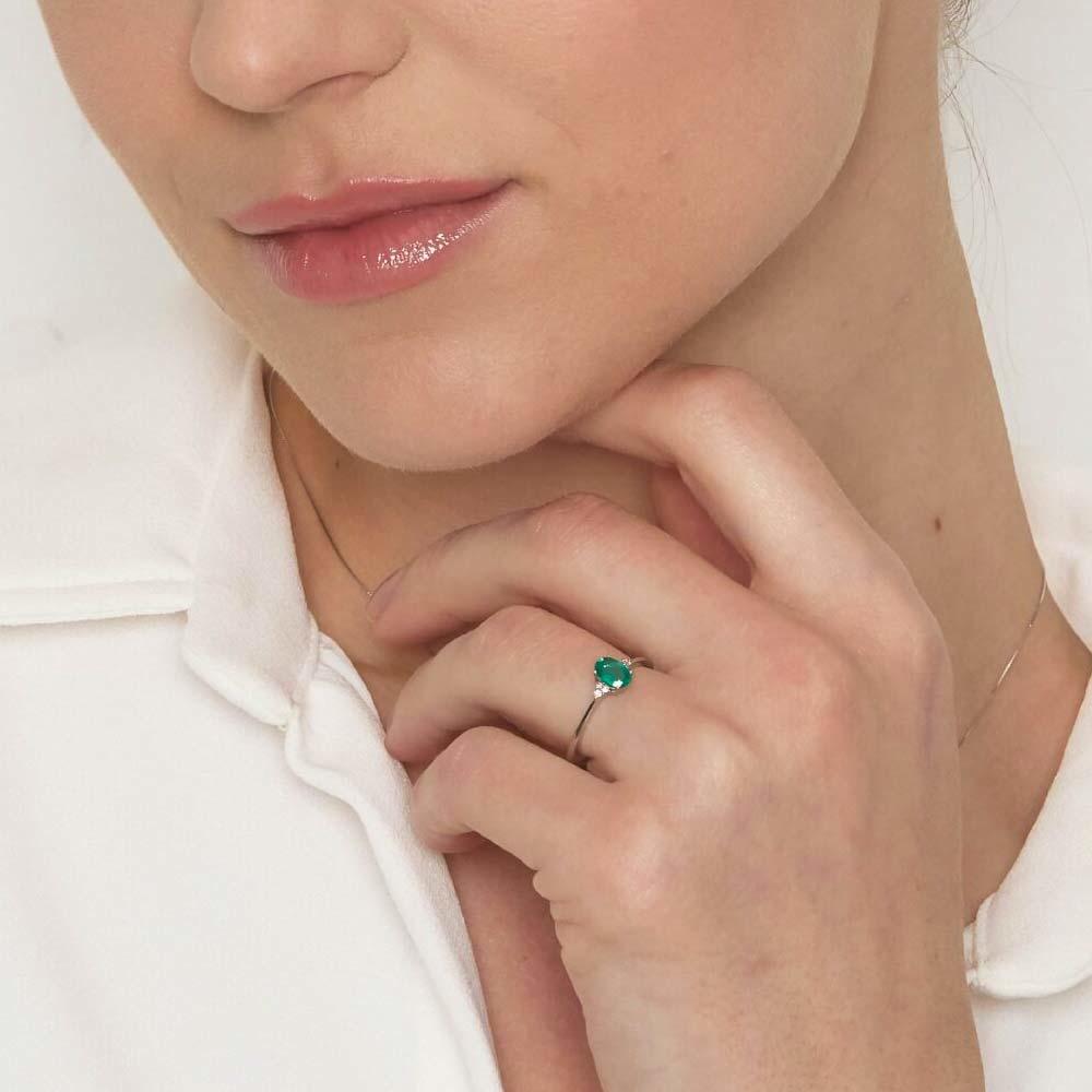 Anello in oro con smeraldo 0,42ct e diamanti 0,04ct - LELUNE