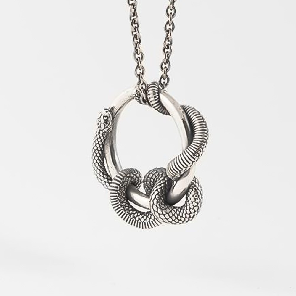  Collana pendente serpente Nahas argento 925 brunito - NOVE25