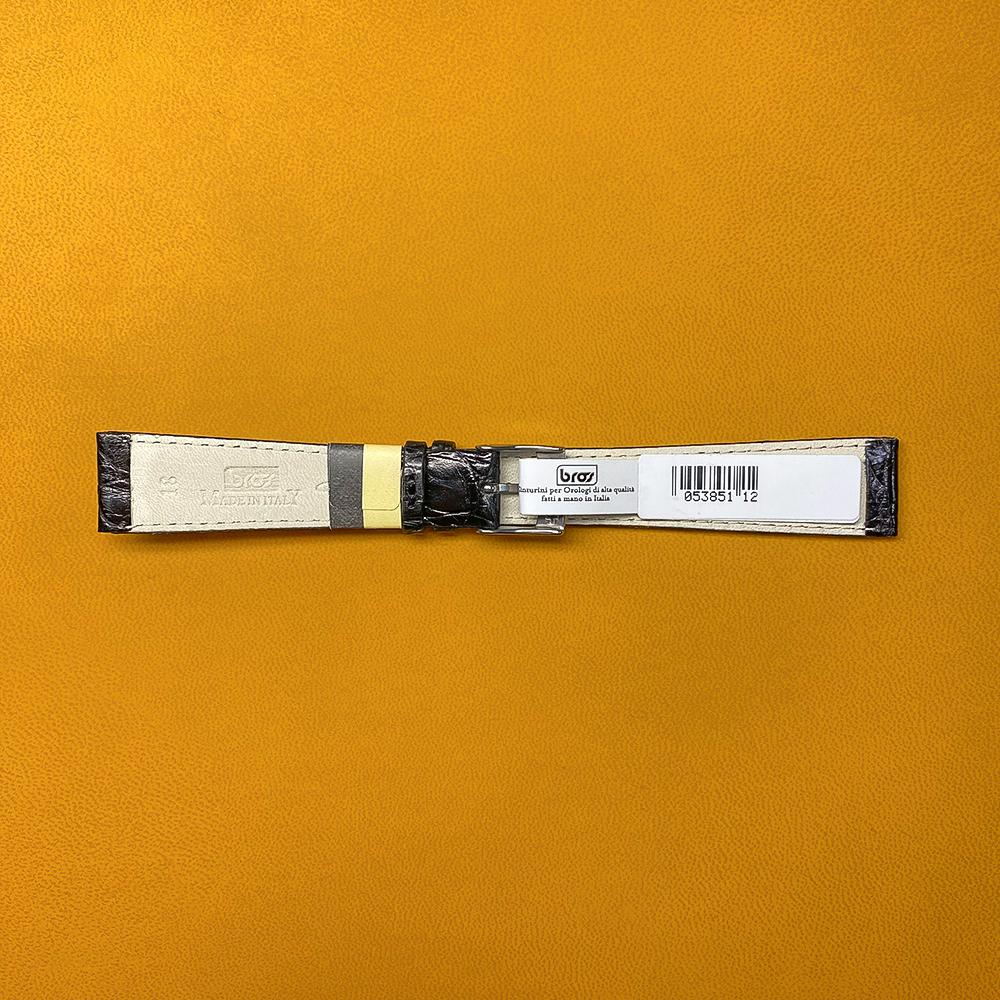 Cinturino coccodrillo Brasile nero lucido 18-14mm - BROS