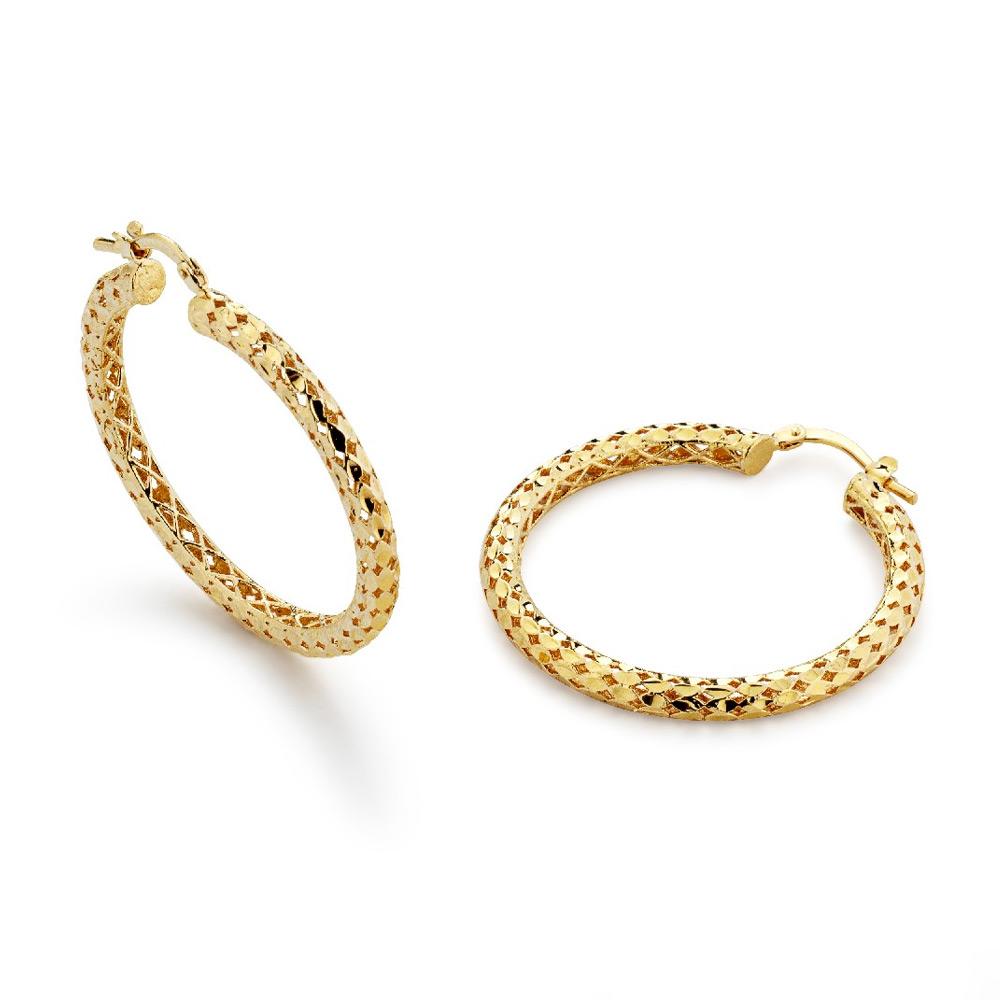 Marcello Pane perforated golden silver hoop earrings - MARCELLO PANE
