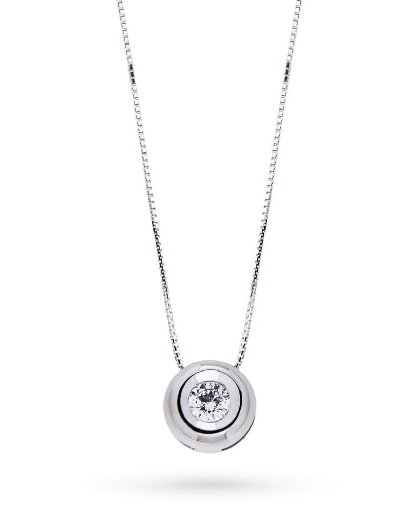 Girocollo punto luce rotondo con diamante taglio brillante 0,10ct G VS - CICALA