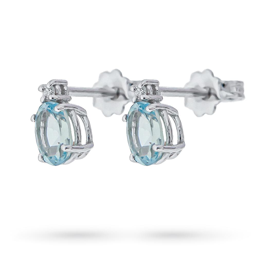Oval aquamarine lobe earring 0.84ct diamond 0.04ct - QUAGLIA