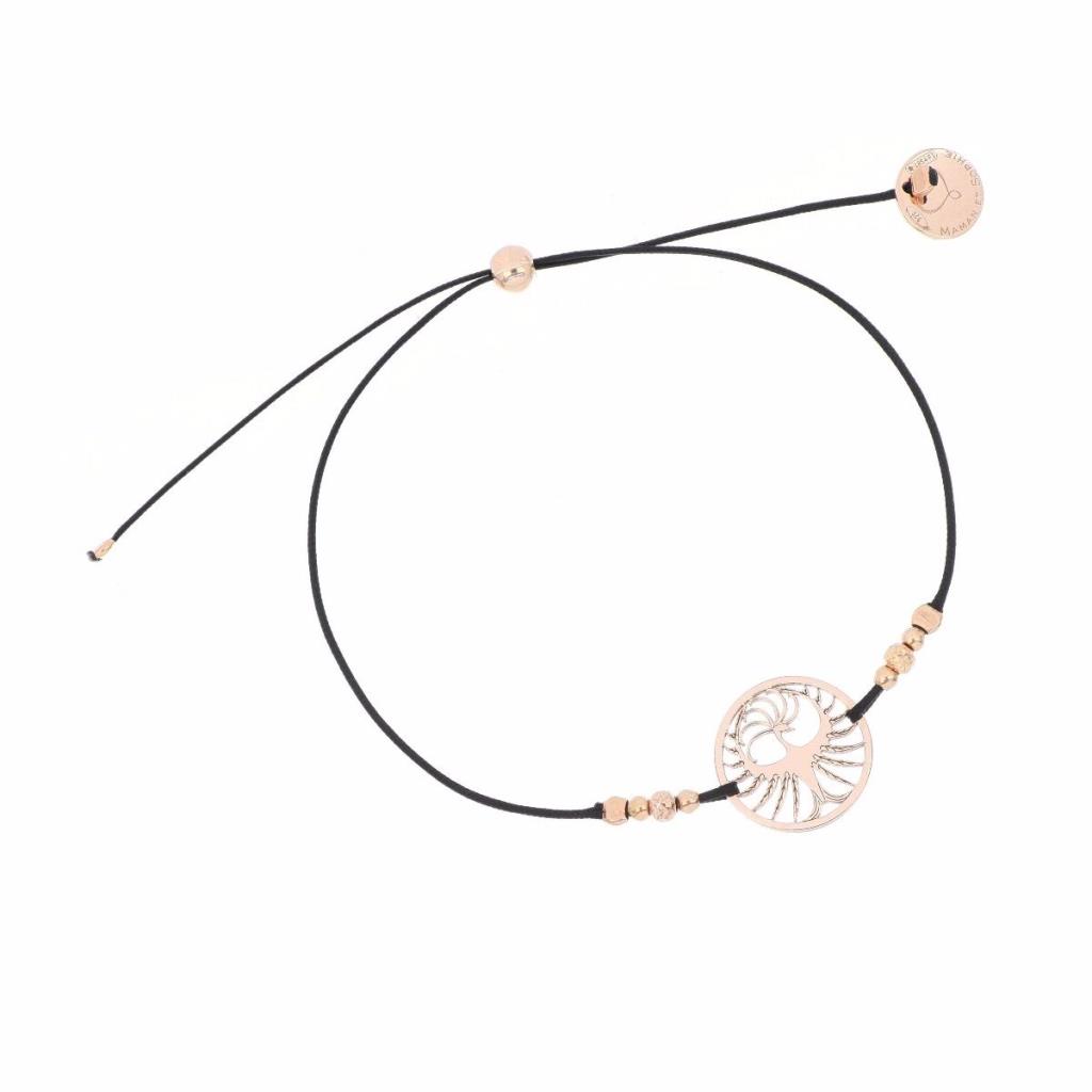 Black nylon thread bracelet with pink silver phoenix - MAMAN ET SOPHIE