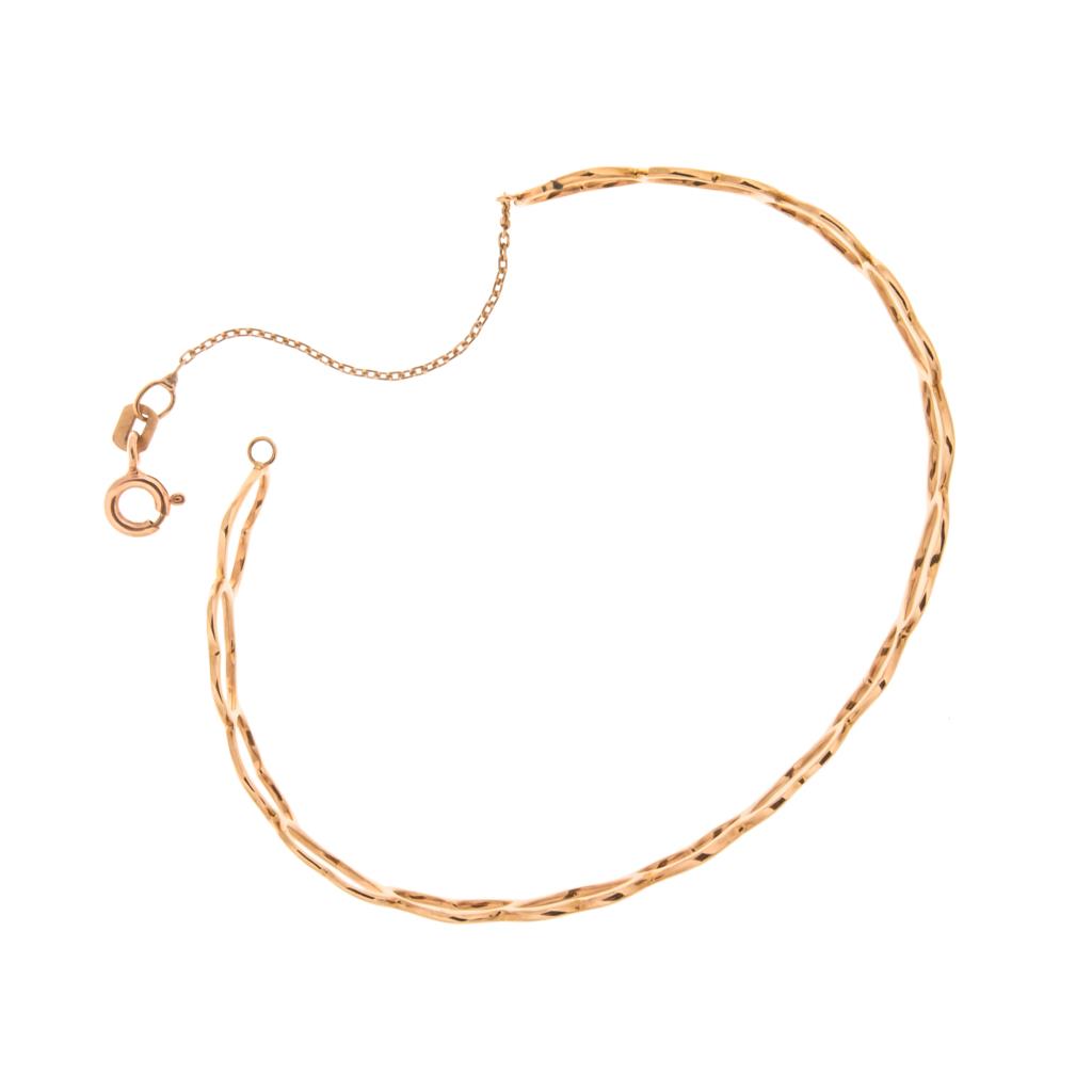  Bracciale rigido LOVE a cuori in oro rosa 18kt - LUSSO ITALIANO