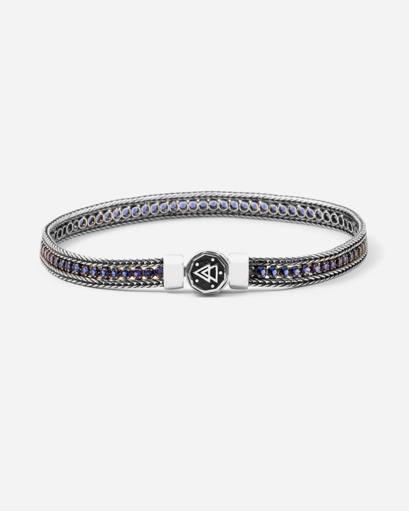 Blue foxtail tennis bracelet polished burnished silver nine25 - NOVE25