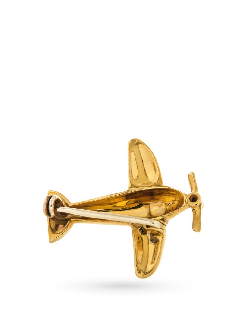  Brooch airplane 18kt gold diamond and enamel - GIORGIO VISCONTI