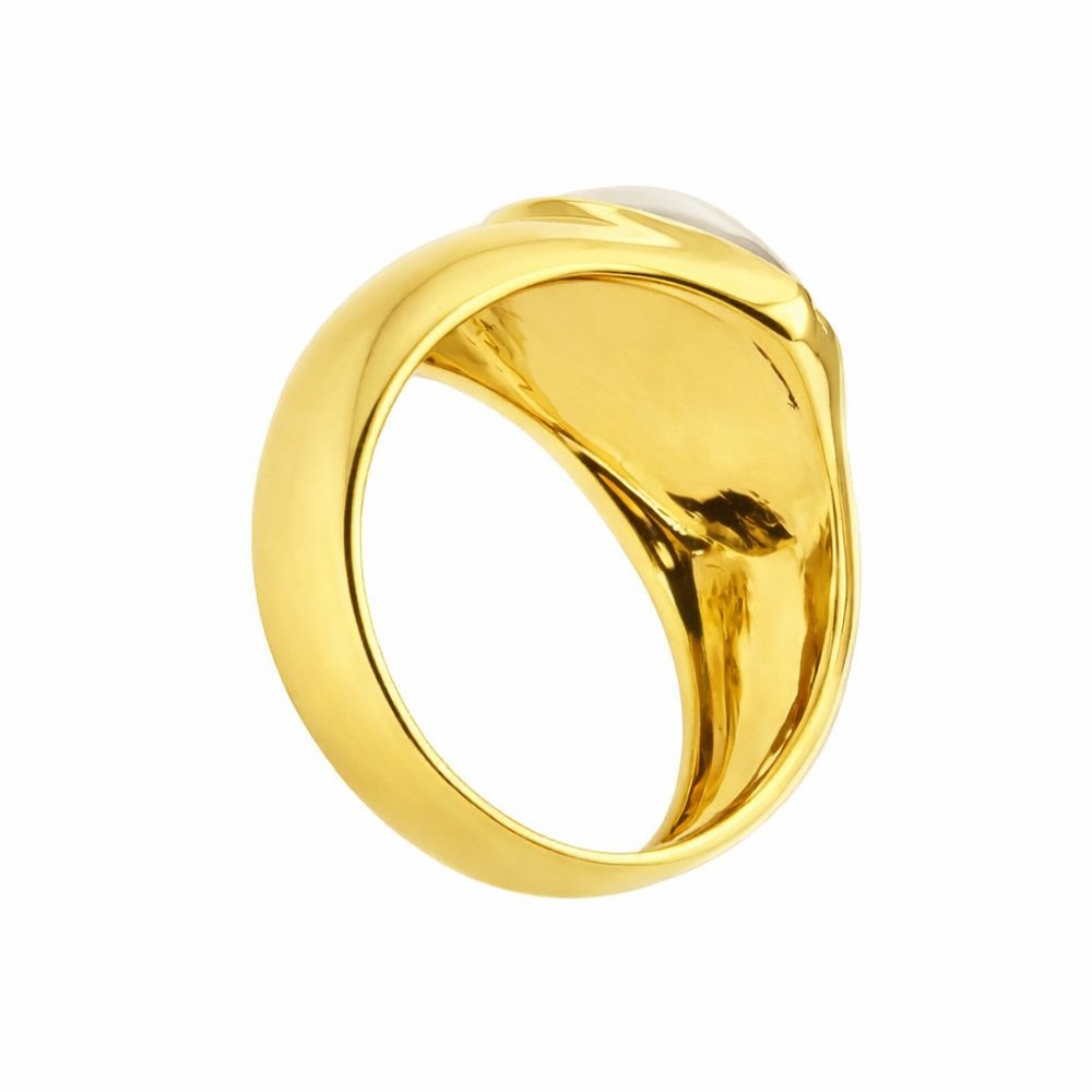  Anello fascia perla a cuore oro giallo - MIKAWA