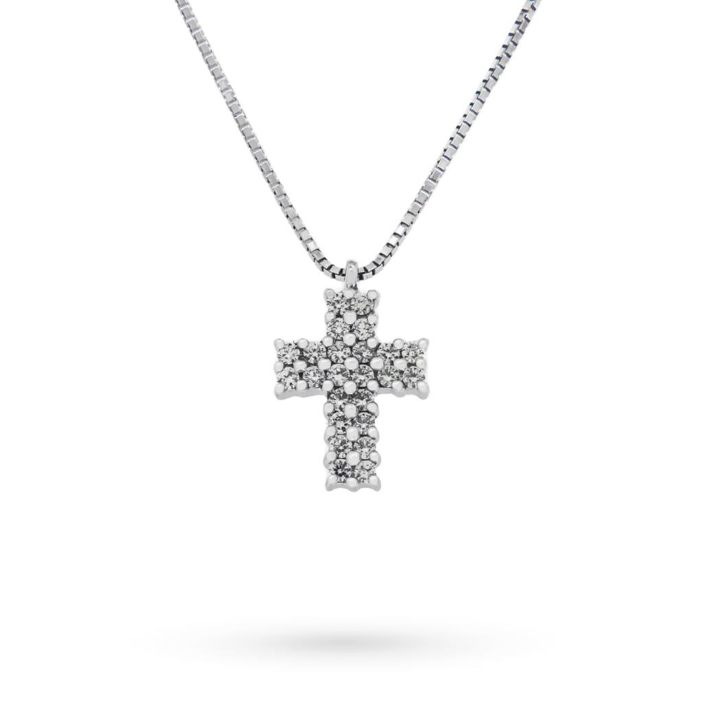 White gold cross pendant necklace with 0.31ct diamonds - MIRCO VISCONTI