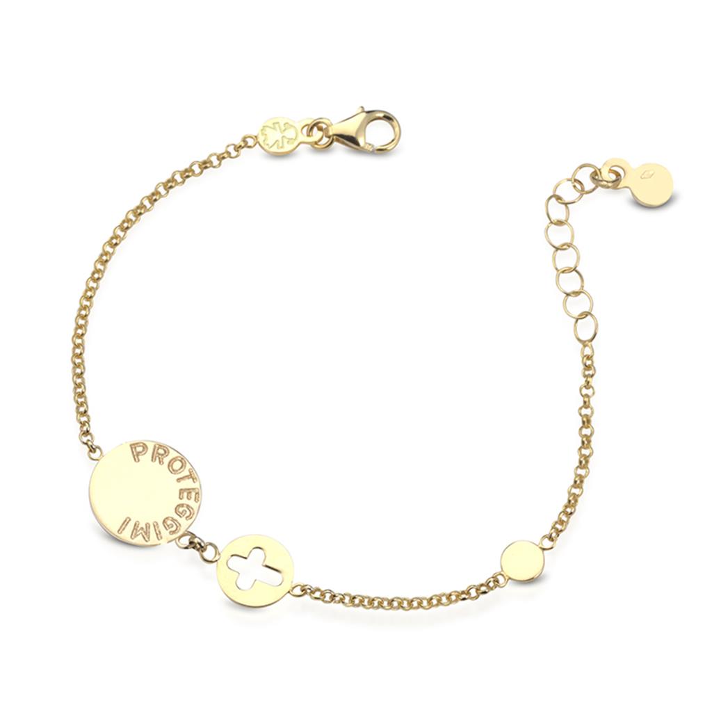 9kt yellow gold bracelet with angel charm and cross - LE BEBE