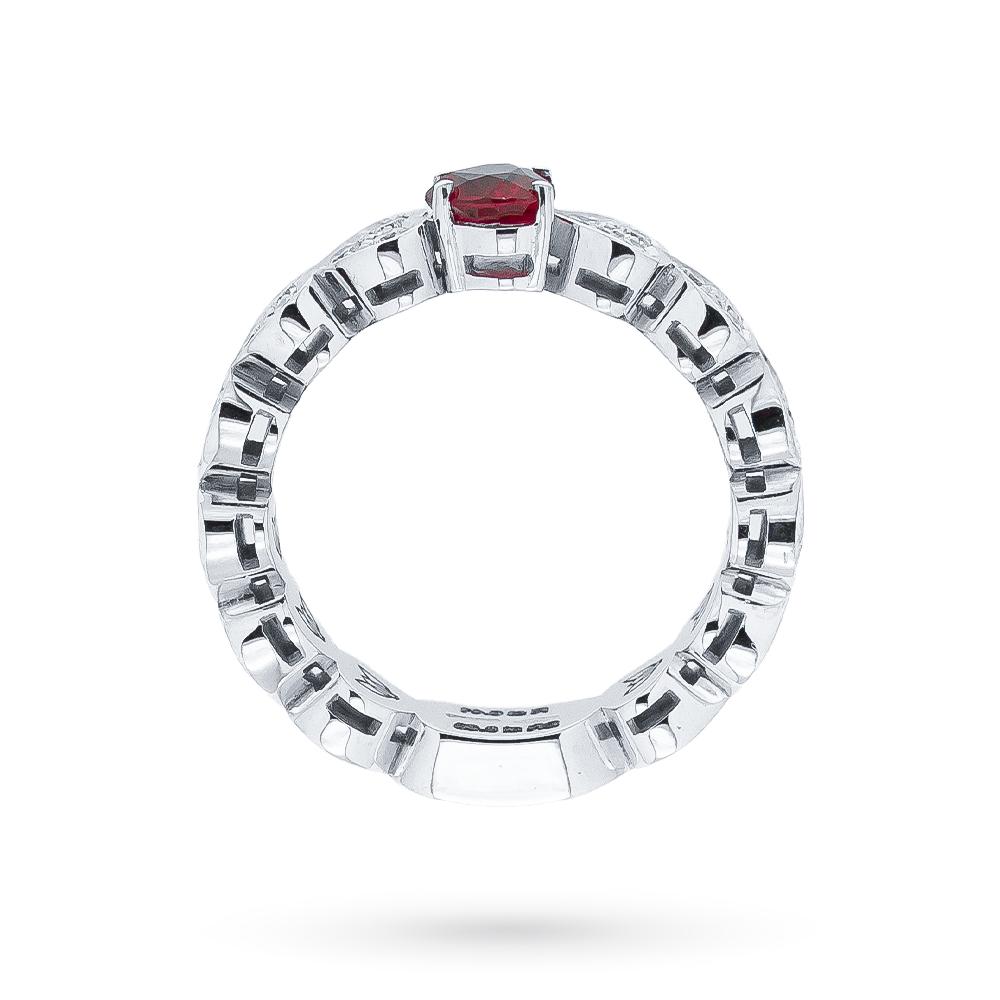  Anello eternity oro bianco cuore rubino 0,60ct diamanti 0,41ct - CICALA