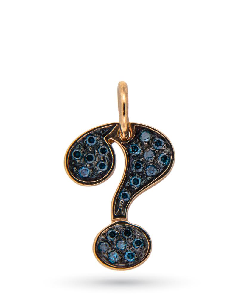 18kt rose gold pendant with question mark with blue diamonds - ORO TREND