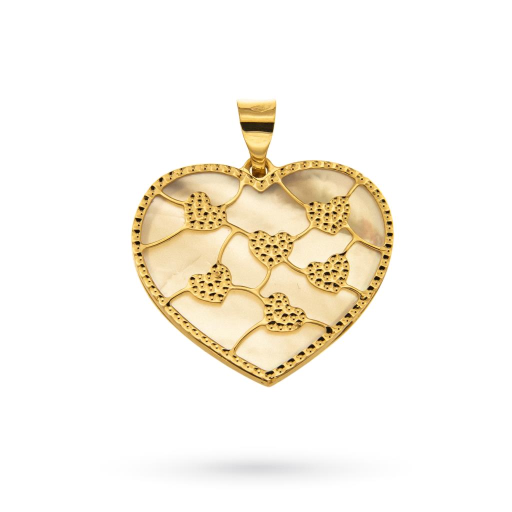 Heart pendant in mother of pearl and 18kt yellow gold - LUSSO ITALIANO
