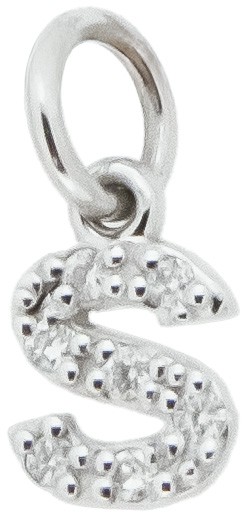 Ciondolo iniziale S stampatello h 5,30mm oro bianco diamanti - CICALA