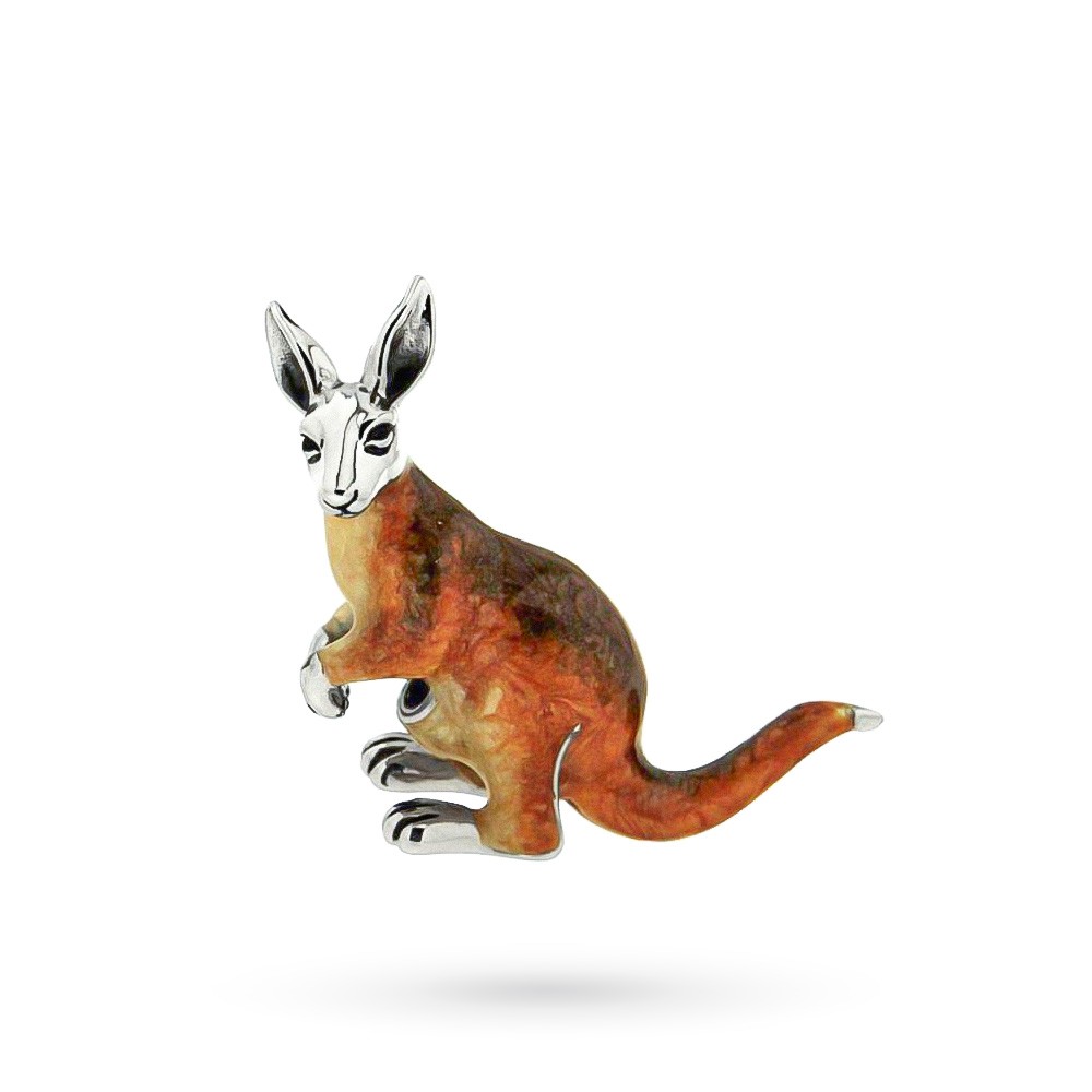 Soprammobile a forma di canguro in argento e smalti