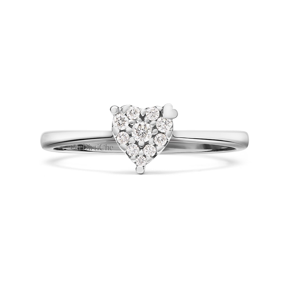 Anello solitario cuore multipietra oro bianco 0,13 ct - PER DIRTI CHE