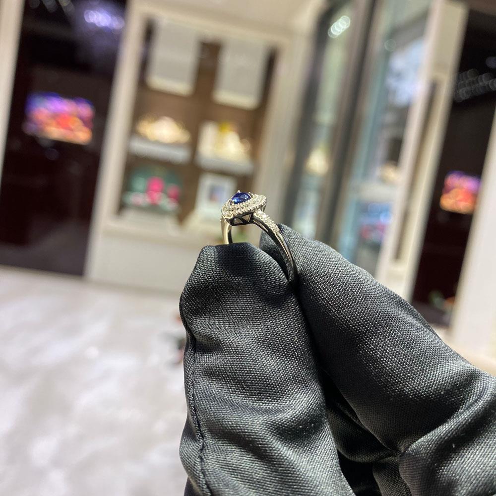  Anello zaffiro blu cuore 0,30ct diamanti 0,25ct Mirco Visconti - MIRCO VISCONTI