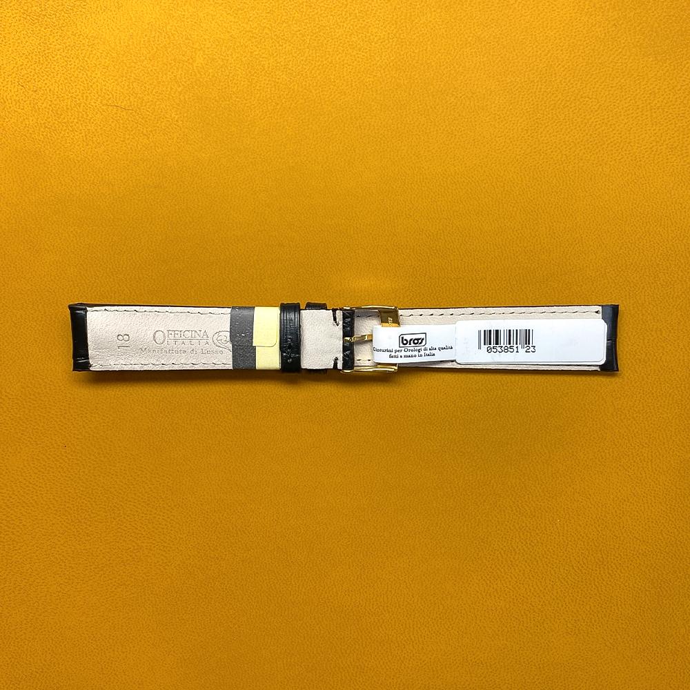 Cinturino pelle alligatore nero opaco 18-16mm - BROS