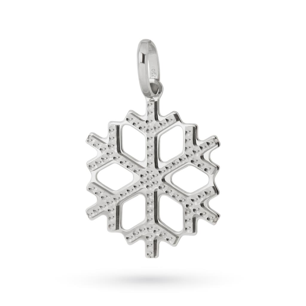 Ciondolo fiocco di neve oro bianco 18kt - LUSSO ITALIANO