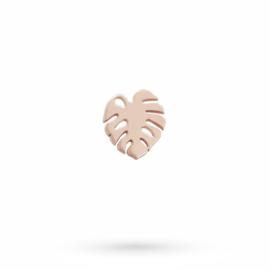 Single lobe earring with Monstera leaf in 925 silver rose gold plated - MAMAN ET SOPHIE