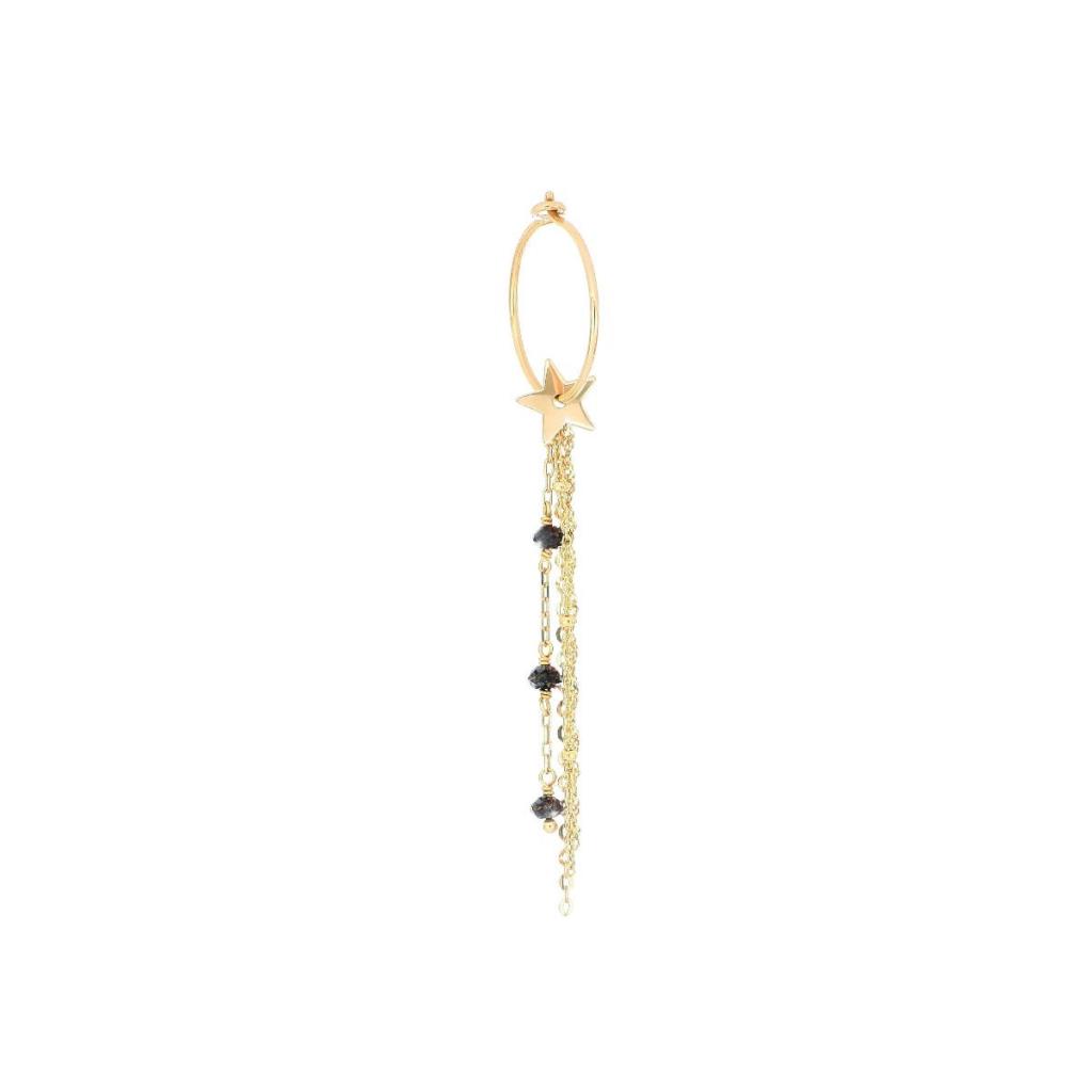Aurum single circle earring with star and diamonds in 18kt yellow gold - MAMAN ET SOPHIE