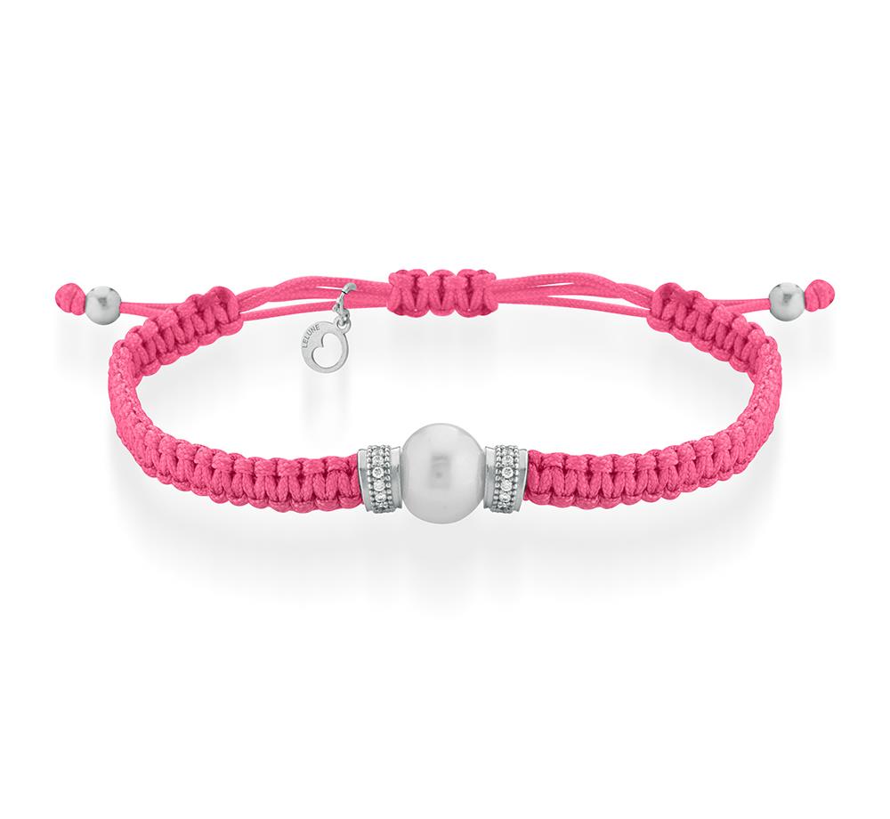 Le Lune Glamor LGBR466 pink fluo zircon pearl cord bracelet  - GLAMOUR