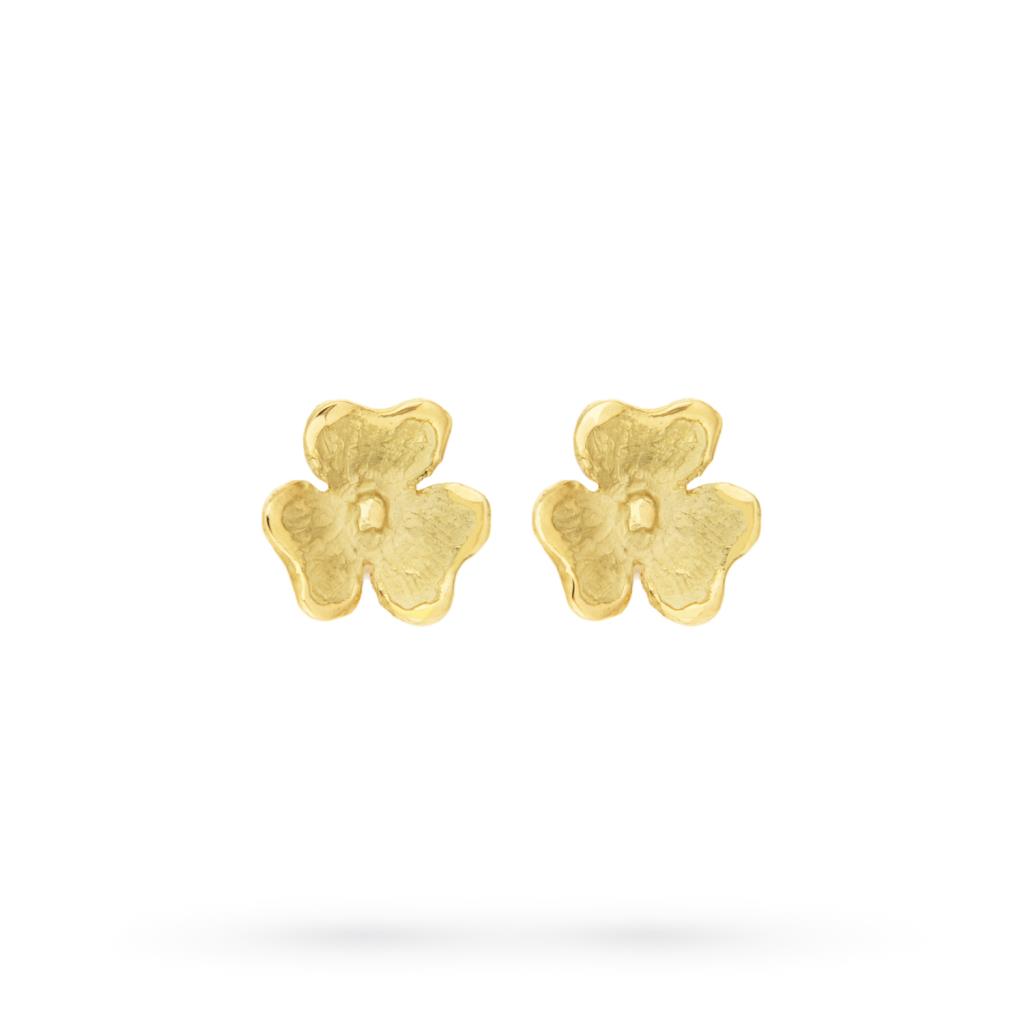 18kt yellow gold 3-petal flower lobe earrings - QUAGLIA