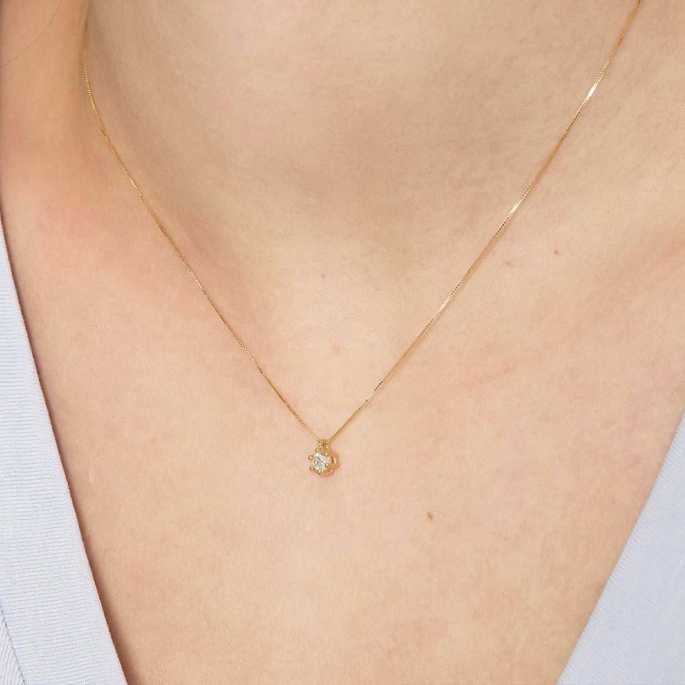  Collana punto luce oro giallo 6 griff con diamante - LELUNE